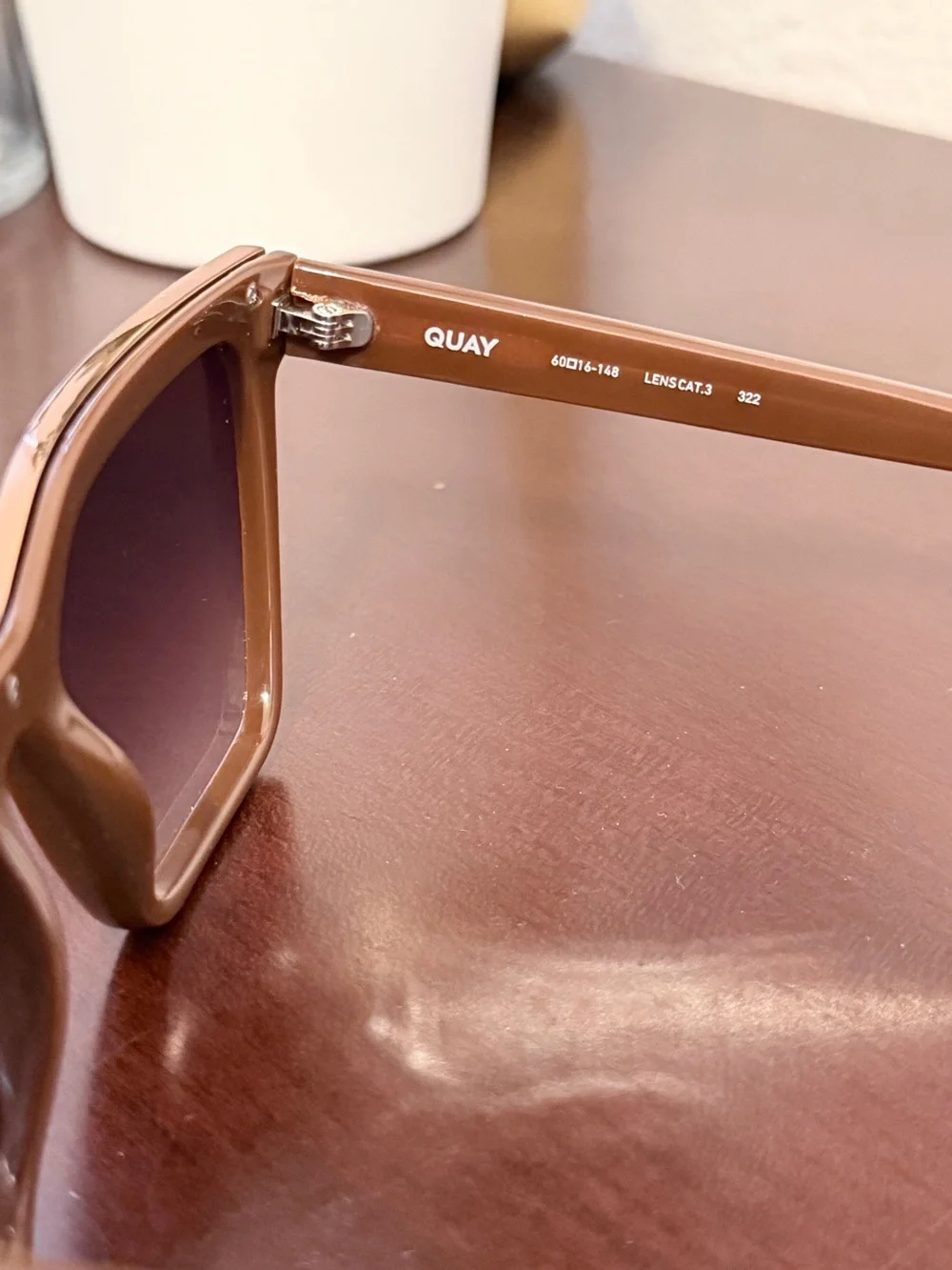 Quay Australia Level Up Chocolate Brown Gradient Oversized Square Sunglasses